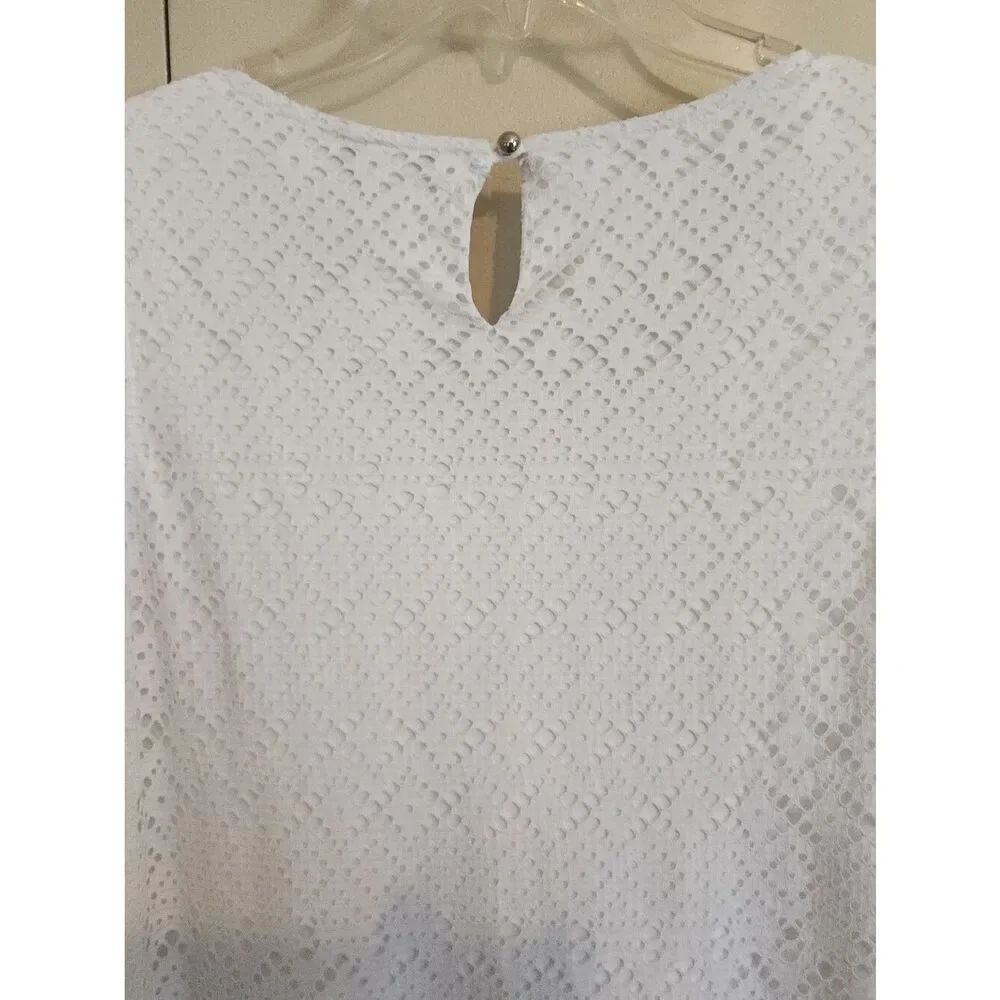 F75 Christopher & Banks Women’s White Sleeveless Lacy Lined Blouse - Picture 7 of 16